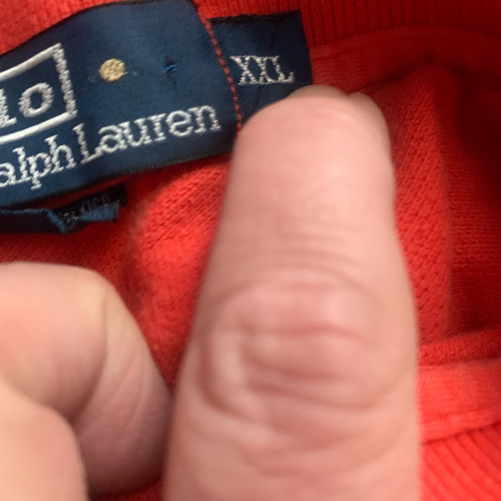 Polo Ralph Lauren Orange Polo Top Blue Pony Size XXL - Picture 4 of 6
